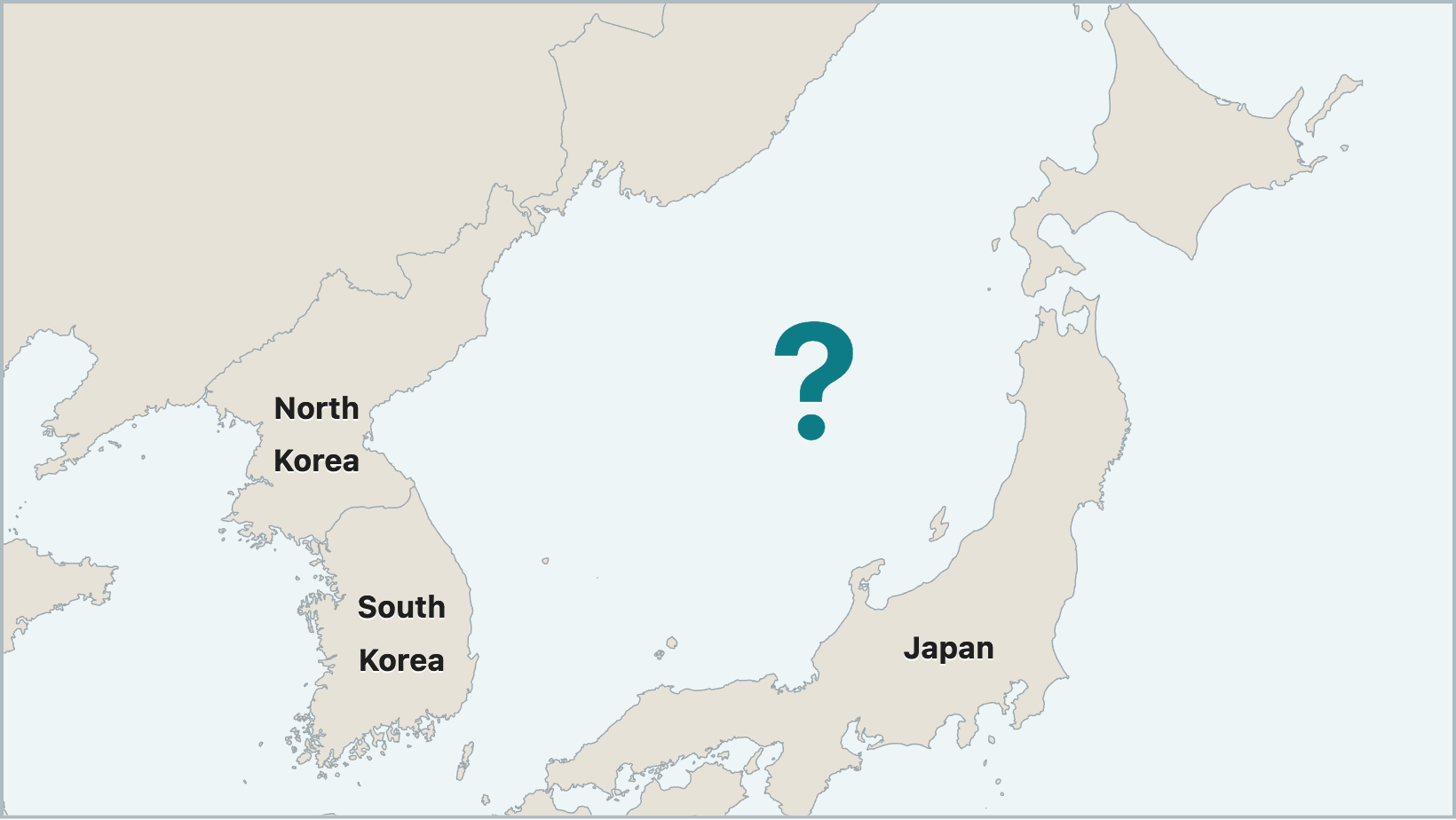 Map of Northeast Asia showing the sea between Japan and the Korean Peninsula